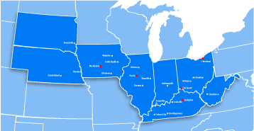 Map of MH Equipment Geographic Coverage